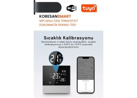 Resim Koresan Wifi Tuya Fancoil Akıllı Oda Termostatı Dokunmatik Ekranlı T100 