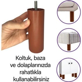 Resim 2 Adet Silindir Destek Ayağı 14 Cm Kahverengi Gizli Ayak Mobilya Kanepe Baza Koltuk Dolap Sehpa Tv Ünitesi Ayağı 