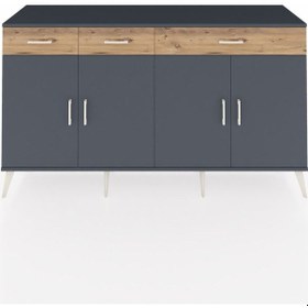 Resim Kronos Konsol 4 Raflı 3 Çekmeceli 4 Kapaklı 176x59x99 Antrasit-antrasit/çam Antrasıt/atlas Çam - Antrasıt 