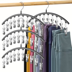 Resim 10-Kelepçeli Yer Tasarruflu Kavisli Askı - Pantolonlar, Taytlar, Kravatlar, Eşarplar & Şapkalar İçin Mükemmel - Dolap Düzenleyiciler ve Depolama, Yatak Odası Aksesuarları - Yatak Odası, Banyo, Dolap, Gardırop, Ev, Yurt, Seyahat İçin Evde Yer Tasarrufu 