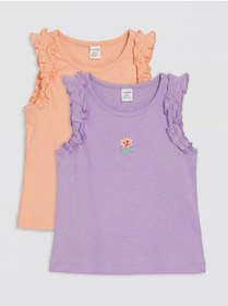 Resim LC Waikiki LCW Kids Bisiklet Yaka Nakışlı Kız Çocuk Atlet 2'li 
