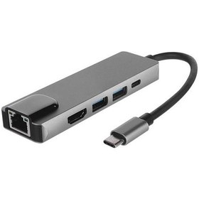Resim Hytech Hy-usbc80 4k 30hz Gri Metal 2xusb3.0 1xhdmı, 1xpd Gigabit Type C Adaptör 