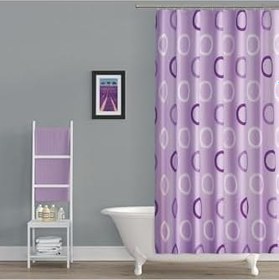 Resim Tropik Home Duş Perdesi Seti, 12 Adet C Halka Hediyeli Banyo Perdesi-banyo Duş Perdeleri-banyo Aksesuarları Lila 