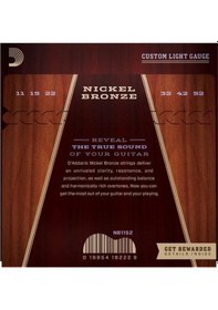 Resim D'addario Nb1152 Nickel Bronze Akustik Gitar Tel Seti - 11-52 Cus 