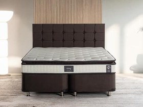Resim Niron Yatak King Seti 140x190 Çift Kişilik Baza Başlık Takımı Füme 