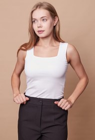 Resim Jument Kare Yaka Kolsuz Likralı Pamuklu Kumaş Body 