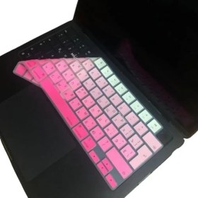 Resim Teknocan Marketing Air 13.6-15.3 ve Pro 14-16 Uyumlu Rusça Klavye Koruyucu Silikon Ince Hafif Gradient Kaplama Toz Sıvı Koruyucu Uk Ters L Enter M1-m5 Uyumlu Pembe 