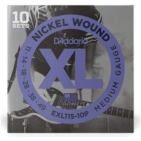 Resim Daddario Exl115-10p Elektro Gitar Tel Seti Xl 11-49 Nickel 10 Set 