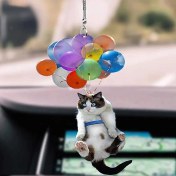 Resim Moveevo Kedi Fıgürlü Otomobil Asıları - Renkli Balonlu Soft Küçük Kedi Hizmeti, Komfortlu Kumaş, Dayanıklı Ve Moda Tasarım 