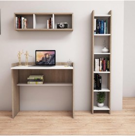 Resim Bimossa U1020 Nurbanu Kitaplık Ve Raflı Çalışma Ma 