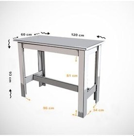 Resim Barra Bar Masası Yüksek Yemek Masası, Koyu Meşe, 120X60 