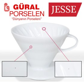 Resim Güral Porselen V60 Porselen Dripper Kahve Demleme Defoludur 