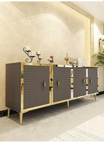 Resim Ka1801ag Tuna Konsol, Tv Sehpası Antrasit-gold 180cm Antrasit / Koyu Gri - Gold 