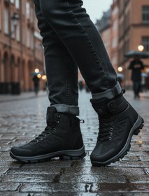 Resim WALKWAY 980 İçi Kürklü Kaymaz Soğuğa Dirençli Siyah Kırışık Unisex Bot 