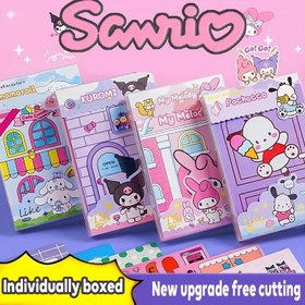 Resim 1 Adet Sanrio Kawaii Serisi Mini Sessiz Kitap Kız Giydirme Stickerları, Kesiksiz El İşi Malzemesi - Eğitici Duyusal Öğrenme Aktivitesi İçin Mükemmel, Halloween veya Noel Hediyesi 