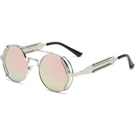 Resim Heevoo Punk Retro Steampunk Gözlüğü Erkek/kadın Uv400 Yuvarlak Gözlük Gotik Tarzıkahverengiblack51 Beyaz 