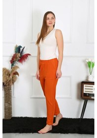 Resim Giyim Kadın Pamuk Cepli 3 İplik Alt Eşofman Kiremit Kremit 