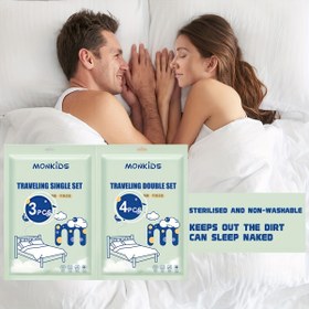 Resim 3 adet/4 adet Tek Kullanımlık Seyahat Seti, Yastık Kılıfı, Çarşaf, Nevresim Kılıfı İçerir, Otel, Kamp ve Dış Macera Hijyen Malzemeleri, Taşınabilir, Hafif, Rahat ve Nefes Alabilir 