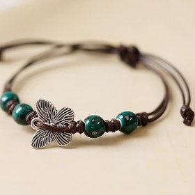 Resim 1 Adet Kelebek Desenli Ayarlanabilir El Dokuma Seramik Bileklik, Kadınlar İçin Çok Yönlü Bohem Tarzı Takı Hediye - Günlük Kullanım veya Partiler İçin 