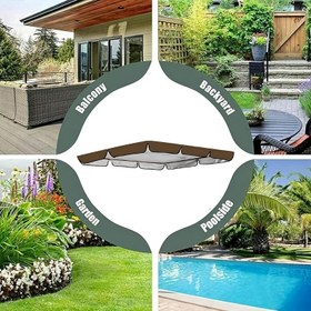 Resim 3 Kişilik Açık Hava Veranda Hamak Güneşlik Kirişi, Rüzgar Geçirmez ve UV Dirençli Ağır Hizmet Tipi Dayanıklı Yırtılma Direnci Bahçe Hamak Üst Kaplama, Metal Çerçevesiz Arka Bahçe ve Veranda Hamak Tavanı Kolay Kurulum, Kahverengi Demir Çerçeve 