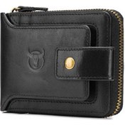 Resim Yaozixa Erkek Deri Cüzdan, Çift Katlı, Manyetik Korumalı, Çoklu Kartlı, Para Ve Bozuk Para Bölmeli, Siyah Renk, Vintage Tarz Siyah 