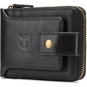 Resim Yaozixa Erkek Deri Cüzdan, Çift Katlı, Manyetik Korumalı, Çoklu Kartlı, Para Ve Bozuk Para Bölmeli, Siyah Renk, Vintage Tarz Siyah 