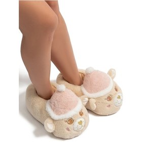 Resim Roza Kadın Hayvanlı Panduf Bej 36/41 Bej 