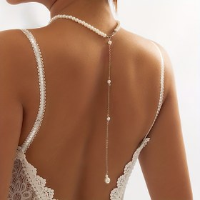 Resim Kadınlar için Şık Boho-Chic Sahte İnci Püsküllü Vücut Zinciri - Seksi Geometrik Boncuklu Sırtı Açık Tasarım, Günlük Kullanım & Partiler için İdeal 