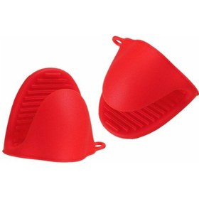 Resim Wezone Küçük El Tutan Silikon Fırın Eldiveni - Isıya Dayanıklı, Kaymaz Tasarım - Fırın, Mangal, Pişirme İçin Kırmızı Çok Renkli 