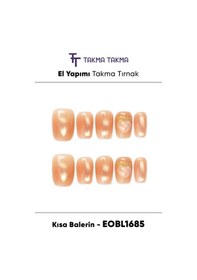 Resim Eobl1685 Kısa Balerin 10'lu Tekrar Kullanılabilir El Yapımı Protez Takma Tırnak L 