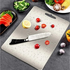 Resim Go İthalat Paslanmaz Çelik Kesme Tahtası 20X30 cm Mutfak Sebze Et Kesme Tahtası Doğrama Tahtası Mutfak Aksesuarları (5491) 