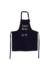 Resim Mutfak Önlüğü Kişiye Ve İsme Özel Nakışlı Mutfak Önlüğü Kalpli 01 Farklı Renkler Siyah 