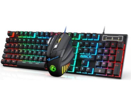 Sones İmıce An-300 Arapça Yüzen Tuş Takımları Gökkuşağı Arka Aydınlatmalı Kablolu Klavye Fare Seti