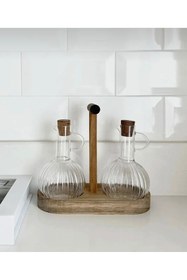 Resim Snow Homs Akasya Standlı 2'li Yağdanlık Seti 350+350 ML 