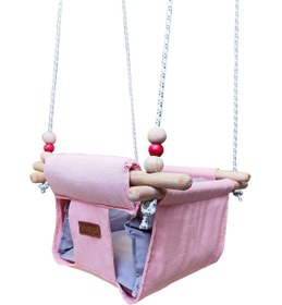 Resim Ahşap Salıncak Bebek ve Çocuk Salıncağı Hamak Beşik Pembe Açık Mavi Model 