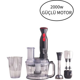 Resim 2000W Çok Amaçlı Mutfak Robotu Buz Kırma Fonksiyonlu Siyah 
