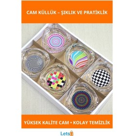 Resim Renkli Desenli Dayanıklı Cam Küllük 25cm 