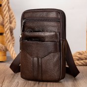 Resim Erkekler için Hakiki Deri Crossbody Telefon Çantası, Günlük Stil Üst Kalite İnek Derisi, Çok Fonksiyonlu Büyük Kapasiteli Omuz Askılı Çanta, Dış Mekan Kullanımı İçin, Günlük Taşıma Çantası | Minimalist Tasarım | Dayanıklı Deri 