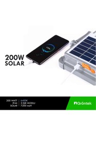 Resim Cata 200 WATT GÜNEŞ + USB ŞARJ EDİLEBİLİR SOLAR PROJEKTÖR 
