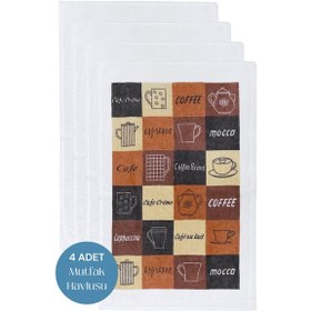 Resim 4lü Paket Baskılı Beyaz Mutfak Havlusu Modeli Mother And Daughter 