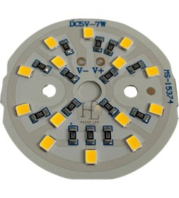 Resim Hazar Led 5 Volt 7 Watt Smd 2835 Ledli Hazır Projektör Ledi Gün Işığı Yuvarlak Pcb Avize Ledi 44MM (3 Adet) 