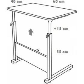 Resim servetavcı Yükseklik Ayarlı Laptop Sehpası - Ceviz (Tekerli) 60 x 40 cm 