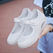 Resim Kadın Nefes Alabilir Mesh Platform Spor Ayakkabı, Günlük Ayak Bileği Askısı Outdoor Ayakkabı, Kadın Hava Yastıklı Ayakkabı 