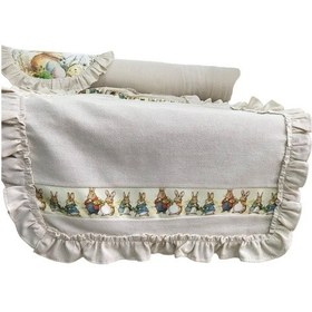 Resim Keten, Bohem, Fırfırlı, Vintage, 4 Adet Yuvarlak Amerikan Servis 