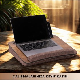 Resim Delixa Vigo Wood-LS013 Minderli Laptop Sehpası (Ceviz) 