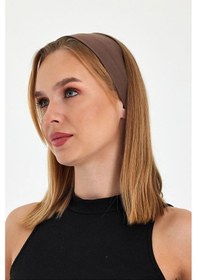 Resim Kadın %100 Pamuklu Penye, Kaymaz, Terletmez, Ultra Hafif, Spor Saç Bandı Bandana - Tek Ebat / Kahverengi Kahverengi 