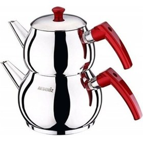 Resim Akdeniz Küre Aile Boyu Kendinden Süzgeçli Çaydanlık Kırmızı 