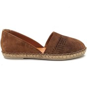 Resim ALBİNİ TABA KAHVE DERİ KADIN ESPADRİL SANDALET AYAKKABI 