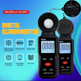 Resim Dijital Işık Ölçer, Çekim Ölçer, Ölçüm Aralığı 20 Lux'tan 200,000 Lux/18,500 FC'ye, Fotometre, Aydınlatma Yoğunluğu Ölçme Cihazı, Lüminans Ölçer, Pil Dahil Değildir. 
