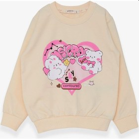 Resim Breeze Kız Çocuk Sweatshirt Kalp Baskılı 2-6 Yaş, Krem-krem Krem 